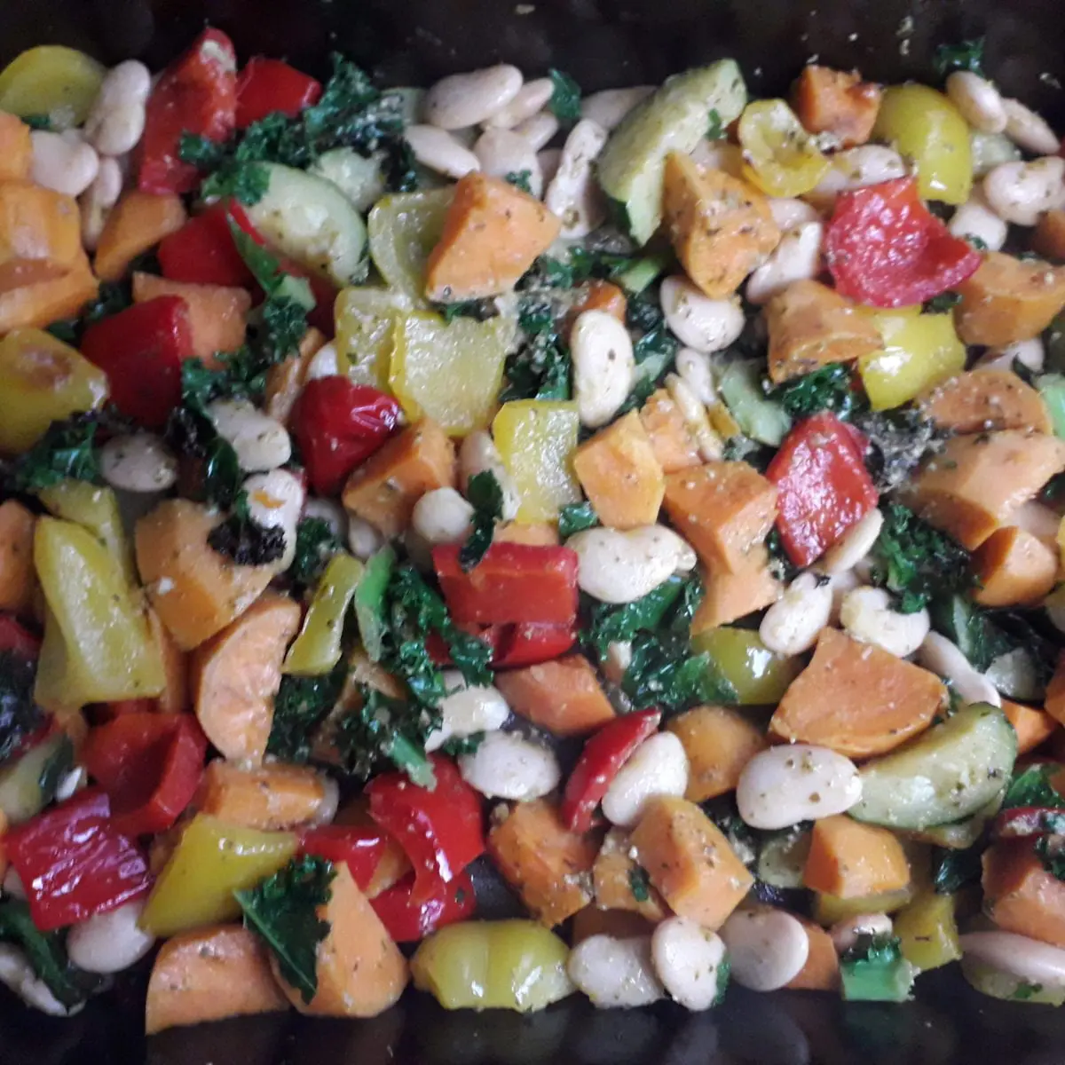 Roasted vegetables and butter beans