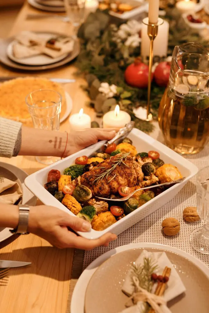 Christmas dinner on a table