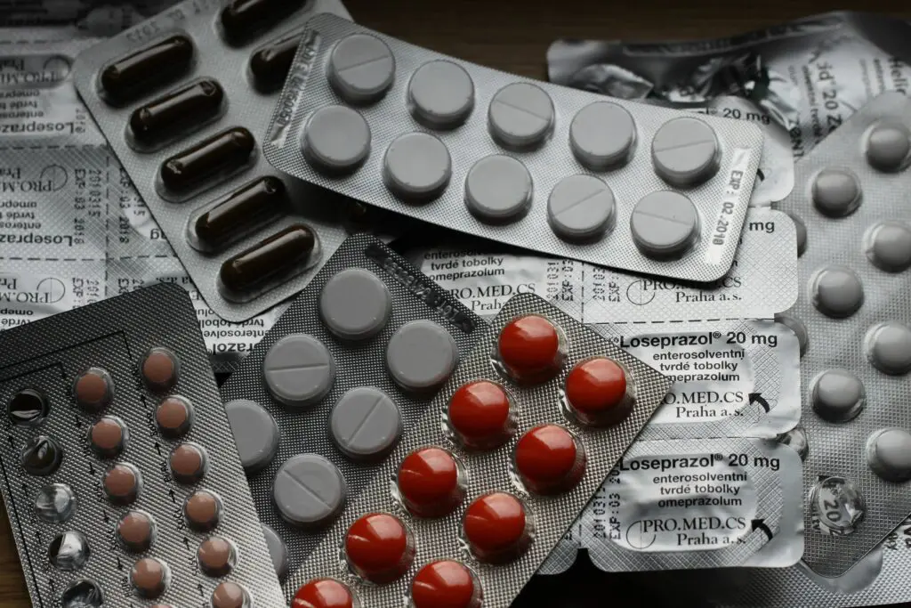 Different packets of pills