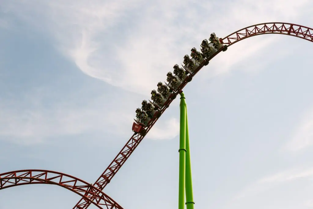 Rollercoaster going down a slope