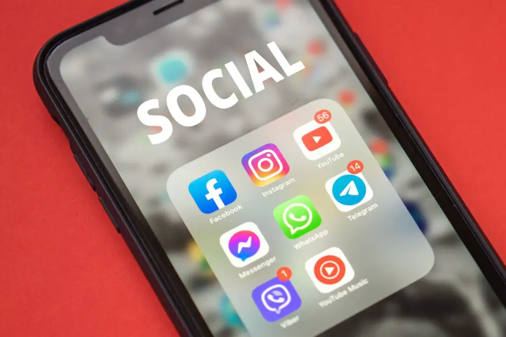 Picture of phone screen showing social media apps