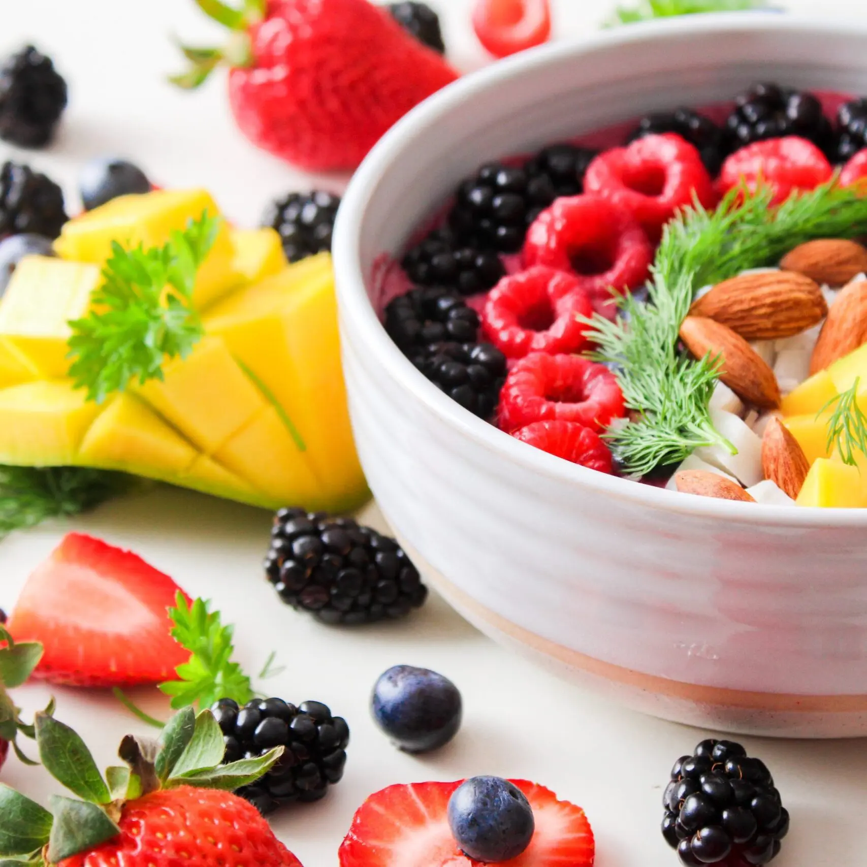 Bowl of fruit and nuts
